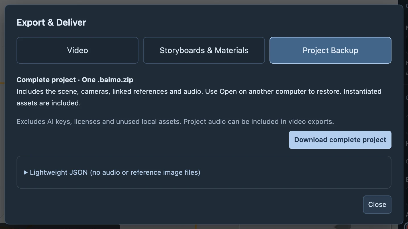 The complete project bundle under continue editing/back up carries referenced assets for migration.