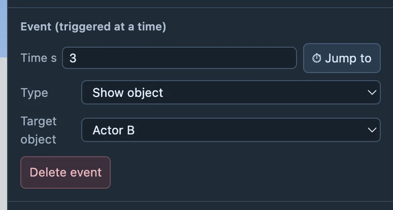 A loaded visibility event. Check the trigger time and target object.
