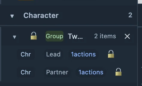 Group membership in the object list. Check which objects belong together.