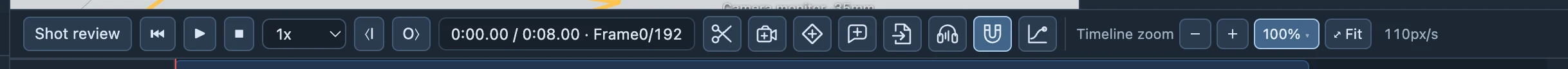Reference audio in the timeline toolbar imports timing audio; it does not automatically become exported video sound.