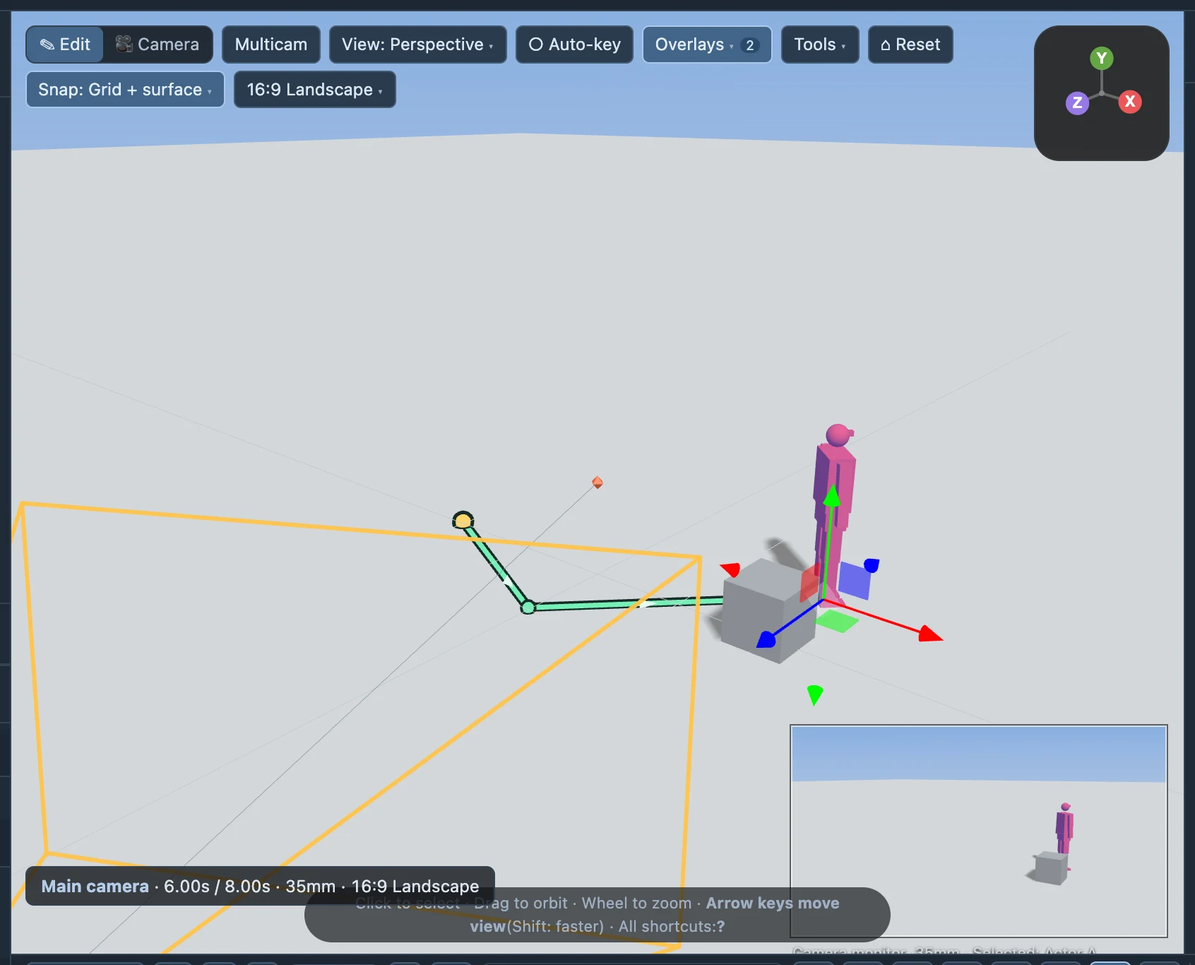 At the end of the route, check that the actor reaches the intended mark.