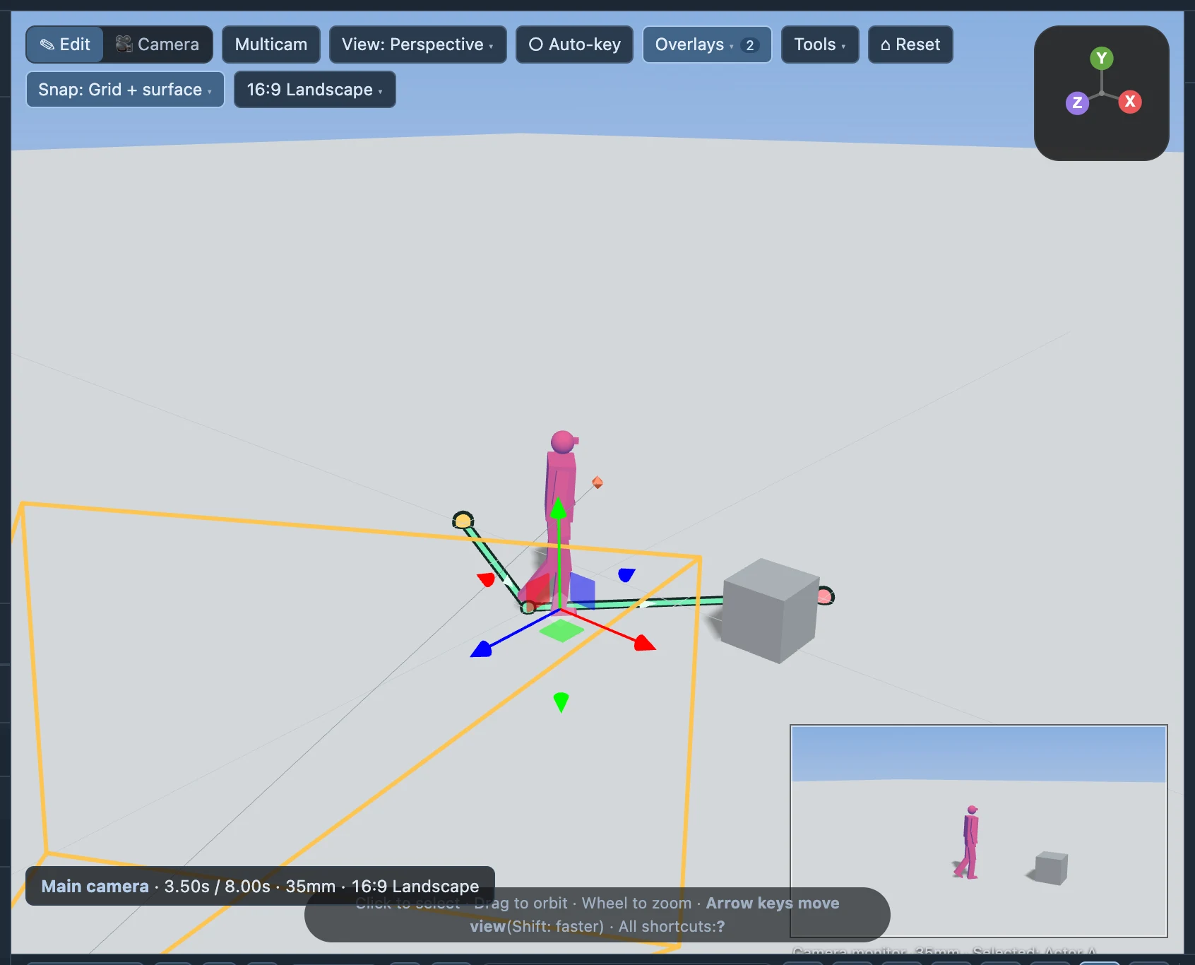 Seek inside the route interval to inspect the actor’s position relative to the route and nearby objects.