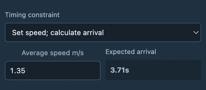 This example starts at 1 second and takes 5 seconds. The selector below controls the speed profile.