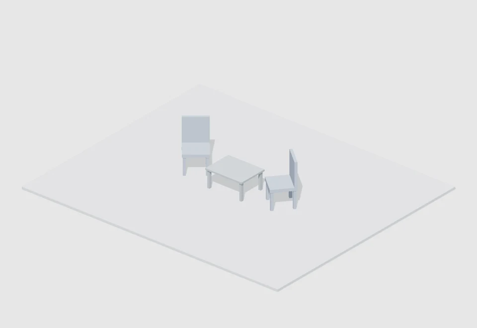 Two-seat interview corner — actual 3D preview