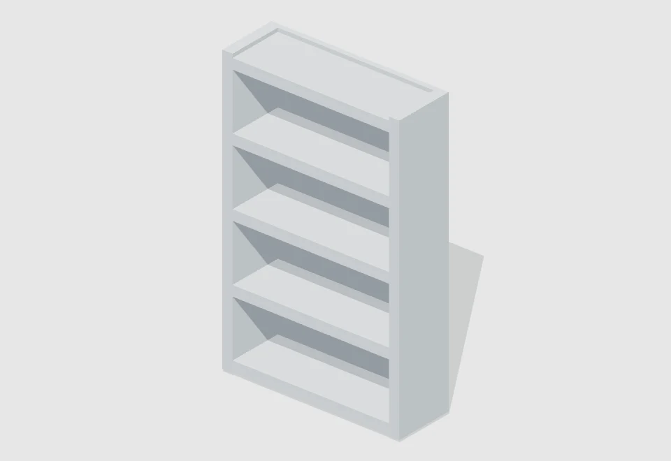 Open bookcase — actual 3D preview