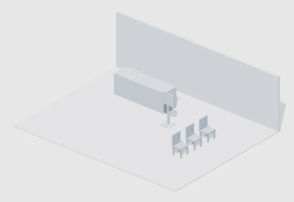 Reception and waiting area — actual 3D preview