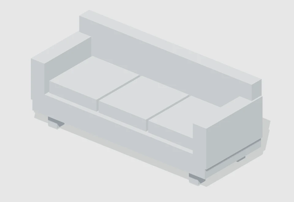 Three-seat sofa — actual 3D preview
